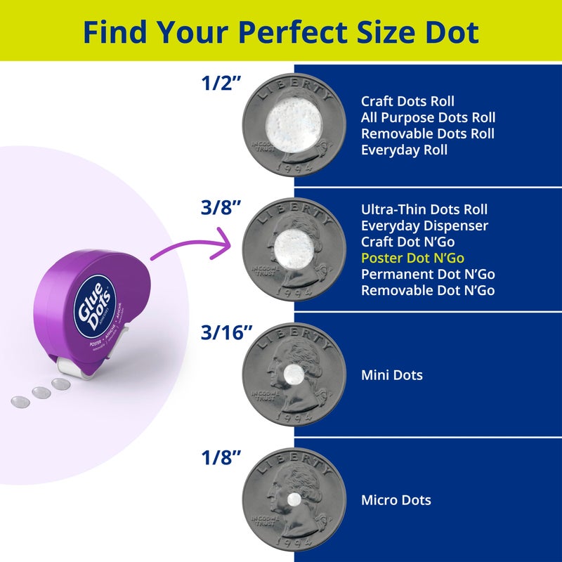 Glue Dots نقاط الغراء، نقاط الملصقات، موزع Dot N' Go، قابل للإزالة، مزدوج الجوانب، 3/8 بوصة، 1200 نقطة، شريط غراء للحرف اليدوية، نقاط لاصقة، بديل الغراء السائل، شفاف، 6 عبوات - Image 4